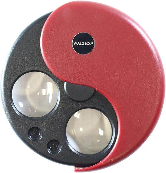 5x - 12x Advanced Complex Magnifier | Diameter: 3.5" (8.9 cm) | Dial-Controlled Selection | Ideal for Jewelers & Photographers | Red with Protective Case