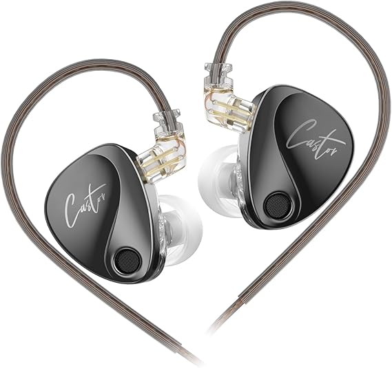 KZ Castor Wired Earbuds in Ear Monitor Headphones, Harman Edition IEM Earphone Dual Driver HD Bass Driven Audio, Ear Bud with Adjusting Switch and Detachable Cable for Musicians Singers