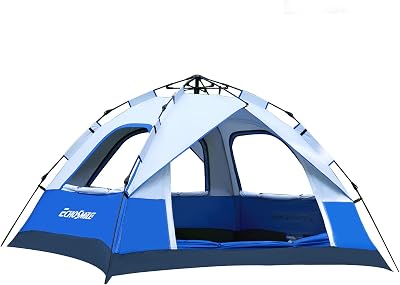 Echosmile Pop Up Tent Family Camping Tent, 4 Person Instant Tent, Easy Set Up Tent, Lightweight Portable Automatic Tent, Waterproof Dome Tent, Windproof Outdoor Backpacking Tent Blue