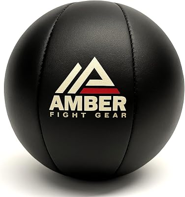 Leather Medicine Ball for Strength & Conditioning, Plyometric & Core Training, Cardio Workouts for Muscle Building, Squats, Lunges, Partner Training, 25lb
