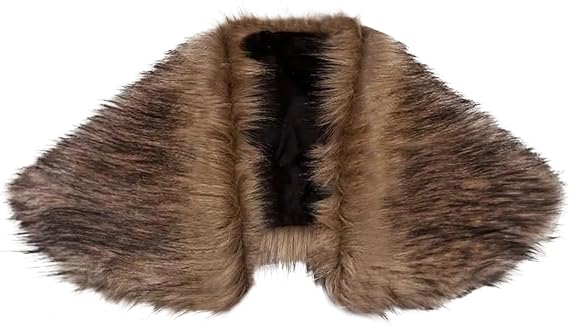 Men Viking Fur Collar Faux Fur Shoulder Wrap Viking Shawl Medieval Warrior Renaissance Cosplay Halloween Costume