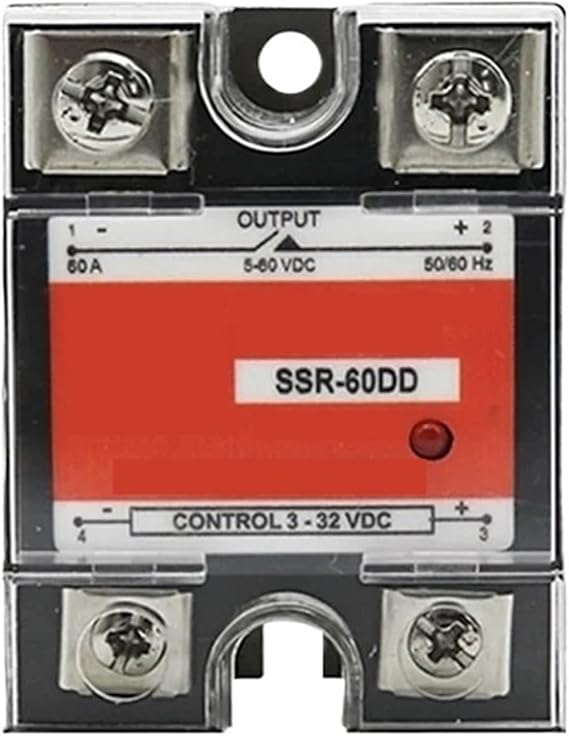 Solid State Relay SSR-25DD SSR-40DD SSR 10A 60A 80A 100A Single Phase Solid State Relay Module DC 3-32V Input DC 5-60V Output Voltage Transformer(White Without Case,SSR-100DD)
