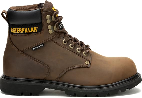 Caterpillar Second Shift Waterproof Steel Toe Work Boot Men Dark Brown
