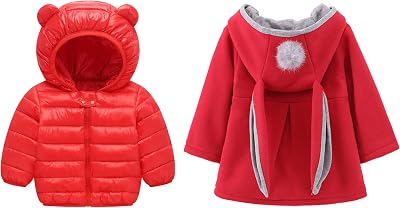 Urtrend Baby Girls Kids Ears Pompom Jacket and Padded Puffer Coat