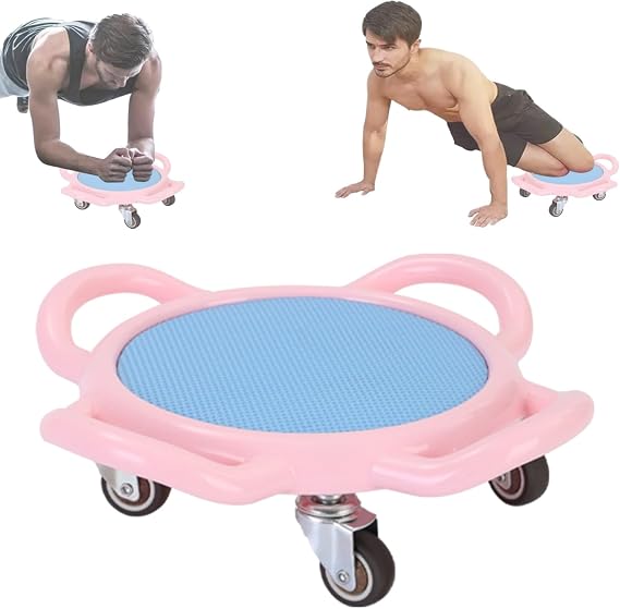 Ab Roller Wheel 360° Rotating Core Trainer, ab dolly for Abdominal Core Strength Training, Core Workout AB Wheel Exercise Board Abdominal Board Trainer for Men Women(Pink)