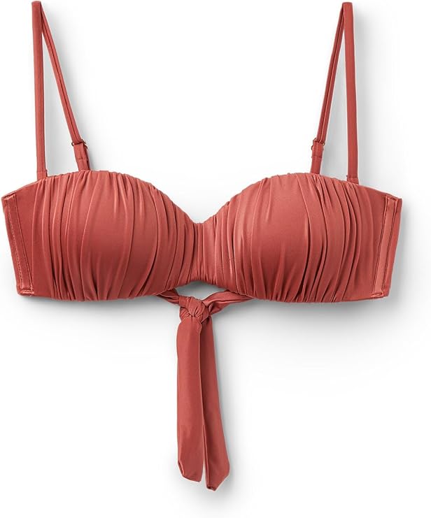 CALZEDONIA Graduated Padded Bandeau Swimsuit Top Shiny Satin