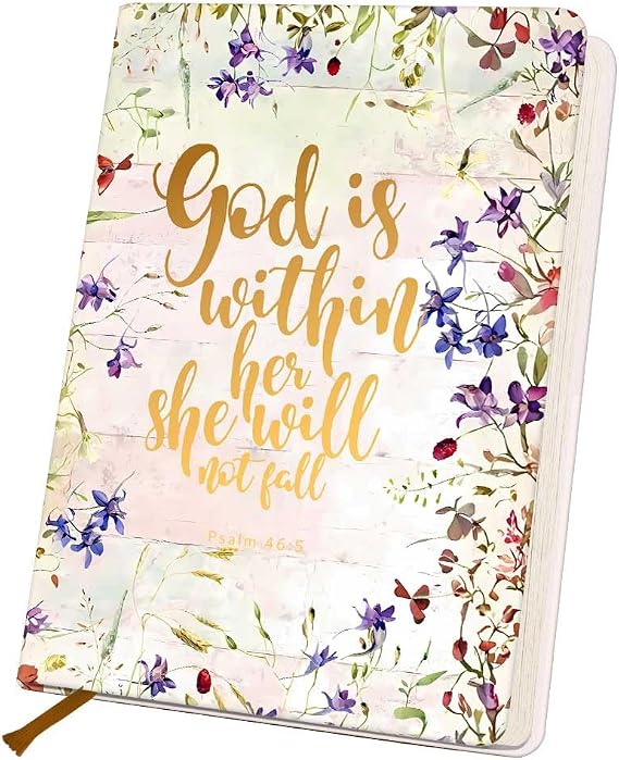 BQXH Floral Christian Notebook, Psalm 46 5 Christian Journal for Women
