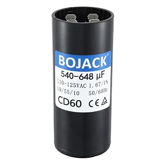 BOJACK 540-648 uf/MFD 110-125 VAC Volt Run Round Start Capacitor 20% CD60 Replacement Part Fit for OEM Single Phase Motor Capacitors Condenser Straight Cool or Heat Pump Air Conditioner