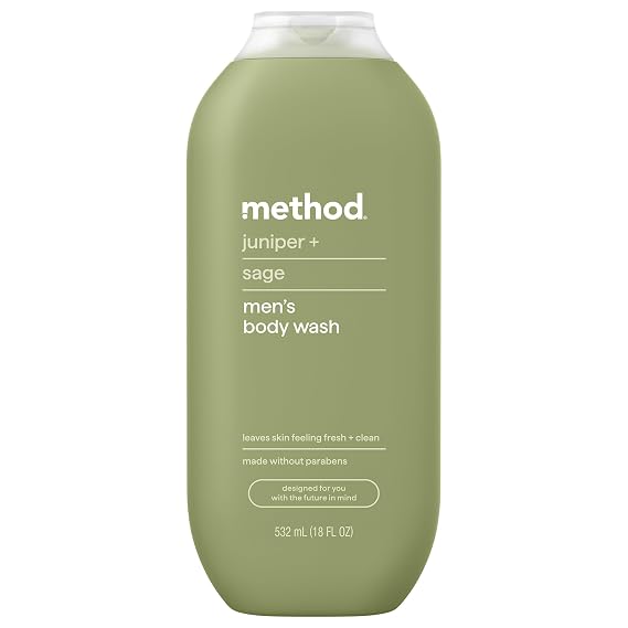 method Mens Body Wash, Juniper + Sage, 18 fl oz | Soothing Formula, Leaves Skin Feeling Soft & Moisturized, Rich Lather, Made Without Parabens
