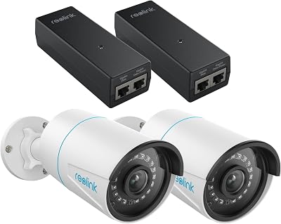REOLINK Security IP Camera, 5MP Surveillance Outdoor Indoor PoE Camera, PersonVehicleAnimal Detection, 2xRLC-510A with 2X PoE Injector, Convert Non-PoE to PoE, Distance up to 100m, Plug&Play
