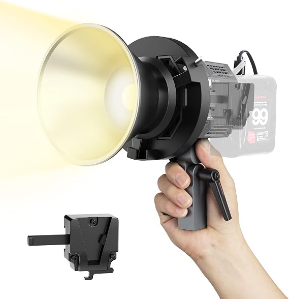 Colbor CL60+VM2 65W COB Continuous Light 2700K-6500K Video Light LED with V-Mount Adapter and D-Tap to Type-C Cable, Daylight with App for Video Photo Studio, COB Video Light Studio Continuous Light