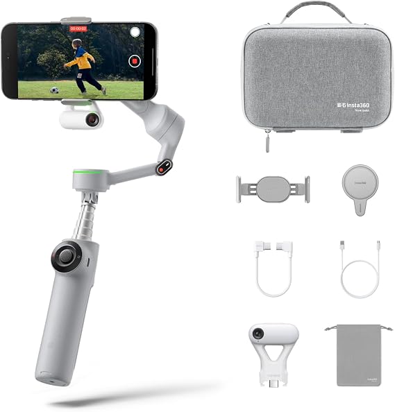 Insta360 Flow 2 Pro Smartphone Gimbal Stabilizer for iPhone & Android AI Smartphone Gimbal Smartphone Stabilizer for Travel & Vlogs Videos - Ultimate Creator Bundle Grey