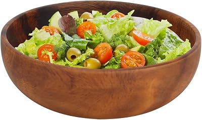 Salad Bowl, Wooden Crafts Plates Food Container Serving Bowl Wooden Salad Bowl for Coffee Shop, Fruit, Salad, Snack, Soup, Dessert Dining Table Decor Wedding Birthday Housewarming Parties123.5CM