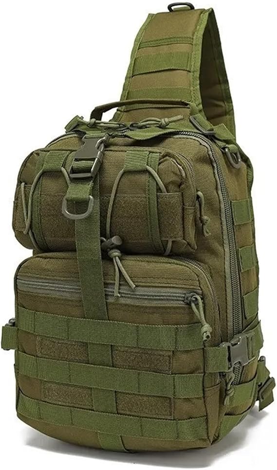 Chest Bag Waterproof Oxford Single Shoulder Bags Tactical Chest Bags Big Capacity Crossbody Bags Camouflage Chest Bag(Green)
