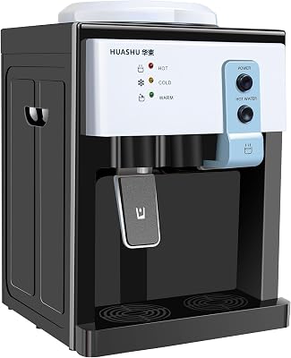 Top Loading Countertop Water Dispenser, 3 Temperature Settings, 1 to 5 Gallon Ice Hot Cold Water Dispenser Table Top for Home Office School, Ice Water 8-15 ℃ - 110V 550W White