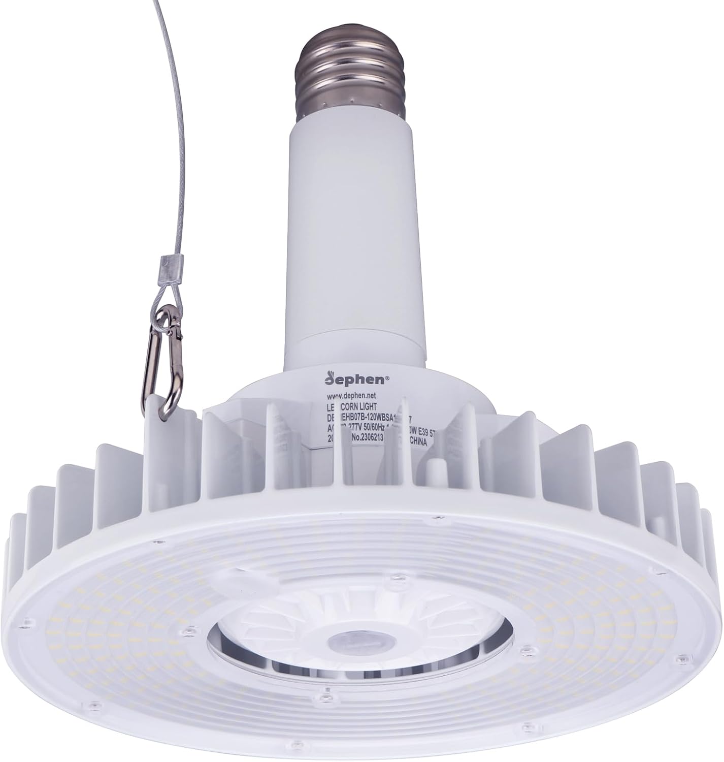 dephen 120W UFO LED Light Bulb with E39 Mogul Base Extender, 5700K High Bay Corn Light Compatible with Motion Sensor, 18600Lm Corn Bulb Replacement for 400W MHHPSHID, IP64,Aluminum,UL-Listed