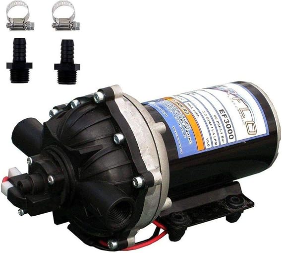 Everflo EF3000 12V Diaphragm Pump with Male 1/2-Inch Hose Barb Kit (Bundle, 2 Items)