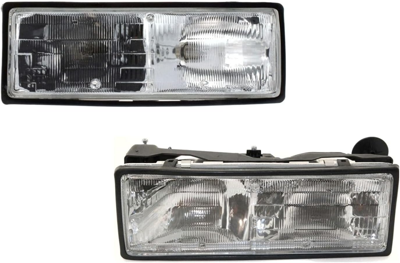 Headlight Set of 2 Right & Left Driver & Passenger Side Halogen Clear Lens Bulb Headlamp for Chevy for Caprice BaseClassic BroughamClassic LS Brougham 87-90