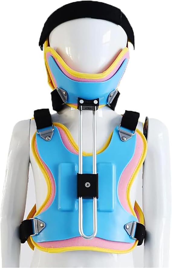 Kid Cervical Thoracic Brace Orthosis, Children Head Neck Chest Brace, Fits The Human Body Curve, Lining Is Detachable and Easy To Clean, Tightness Adjustable, for Scolios