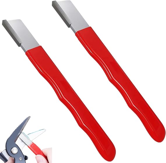2 Pcs Scissor Sharpener Pruning Tool Sharpener, Garden Tool Sharpener Fruit Cutter Sharpener Compact Portable Scissors Sharpener Carbide Blade Sharpening Tool for Home Garden Outdoor,Red
