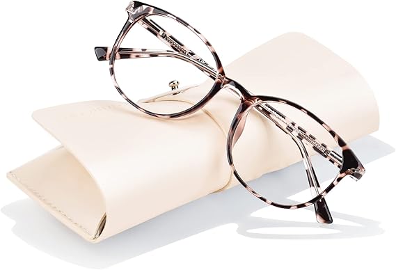 FONHCOO Blue Light Blocking Glasses Women Men Computer Eyeglasses,TR90 Fashion Round Transparent Anti Blue Light Glasses with Anti Eyestrain & UV Glare for Gaming & Reading