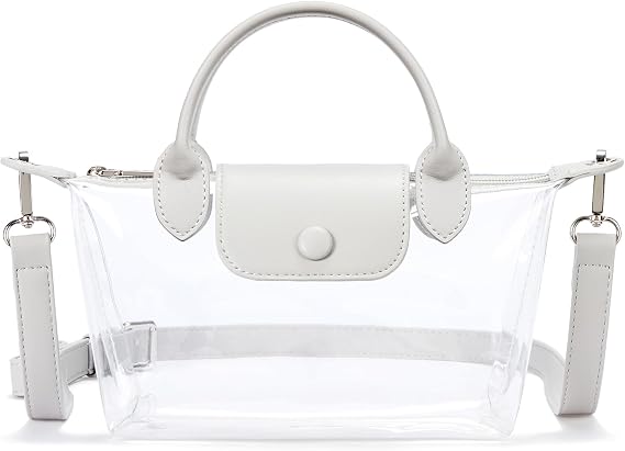 BOSTANTEN Small Clear Bag for Stadium Approved Crossbody Purse for Events | Waterproof PVC, See Through, Small Size, Smooth Zipper, Top Handle, Adjustable Shoulder Strap, Sports Concerts Travel