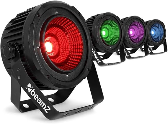BeamZ COB50 LED Par Can Light Set - 4X 50W RGBWA Par Lights with DMX Control, Sound Activation, Strobe & Remote - Stage DJ Event Venue Lighting Kit