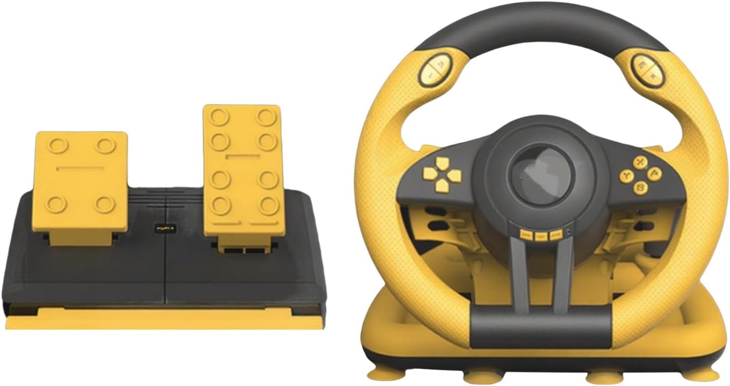 Game Racing Wheel with Pedals for Multiple Platforms 180 Degree Rotation Driving Simulator USB Race Pedal Racing Simulator Kit
