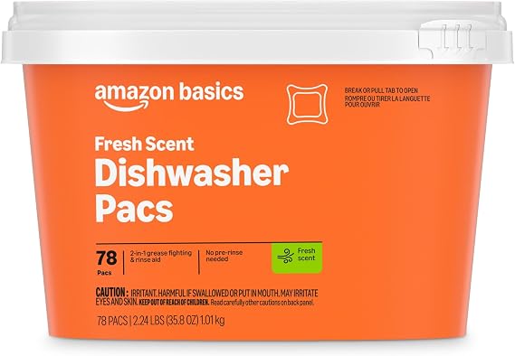 Amazon Basics Dishwasher Detergent Pacs, Fresh Scent, 78 Count