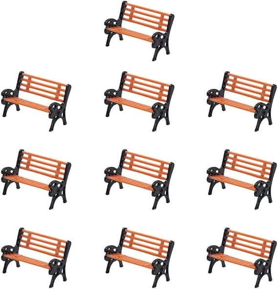 10Pcs Model Train HO N O Scale 1:75 Bench Chair Model Settee Street Park Layout Plastic Crafts,Garden/Railway Layout