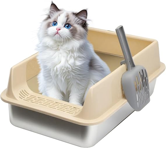 Large Cat Litter Box Large Pan Scoop Odor Control Pet Supplies