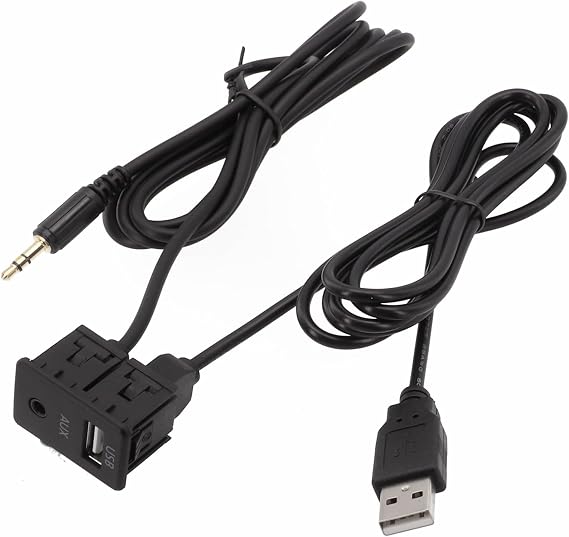 Car Aux Usb Male Socket Adapter For Dash Flush Mount Installation Compatible With For Toyota Vehicles Black Abs Material 12v Audio Interface Cable Replacement Part For Central Control Panel Upgrade