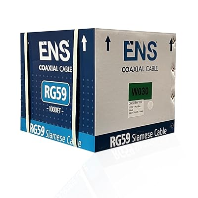 ENS RG59 Coax 1000FT Solid Bare Copper Siamese Coaxial Cable Bulk- 20 AWG RG59 Video, 182 18AWG Power Coaxial CCTV Cable, UL Listed, Perfect for Professional CCTV Security Surveillance System, Black