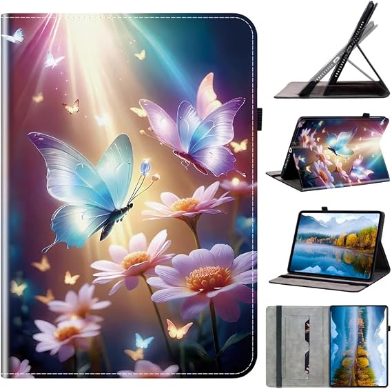 Cute Art Tablet Case with Card Slot and Multi-Angle Stand, Protective Leather Folio Cover for Amazon Fire HD10 2023/HD 10 2024 - G