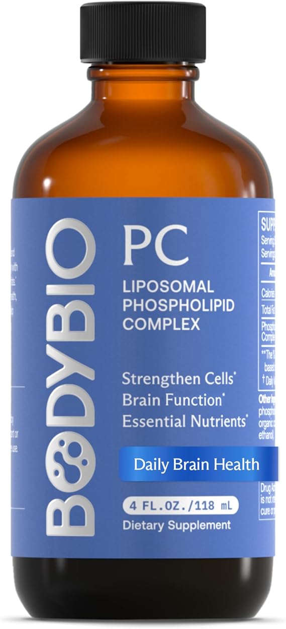 BodyBio PC - Phosphatidylcholine for Brain Health, Mental Clarity, Cognitive Function, Cellular Repair & Healthy Aging, Phospholipid Complex Supplement for Gentle Daily Detox 4 FL OZ
