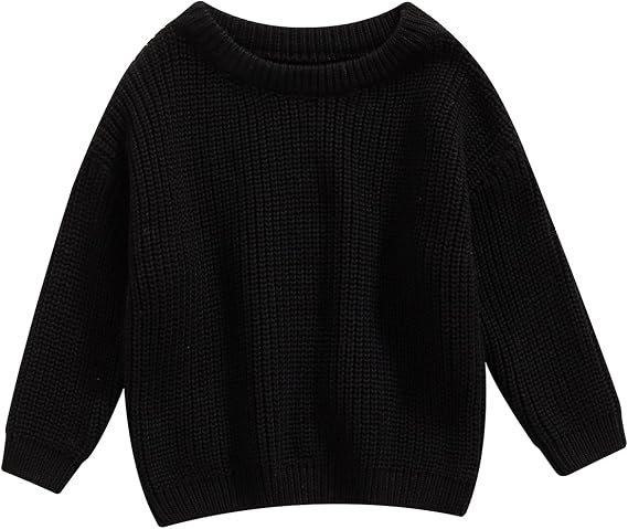 Toddler Baby Girls Boys Oversized Sweater Fall Winter Clothes Long Sleeve Crew Neck Candy Color Knitted Pullover Tops