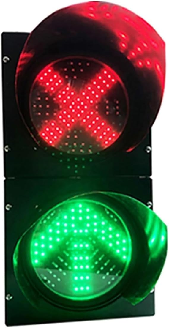 LED Traffic Light Lamp, 200mm/8in Traffic Signal Light, Red Cross Green Arrow Stop and Go Light, Industrial Loading Dock Bay Light, Outdoor Waterproof, for Road, Toll Station(AC 220V)