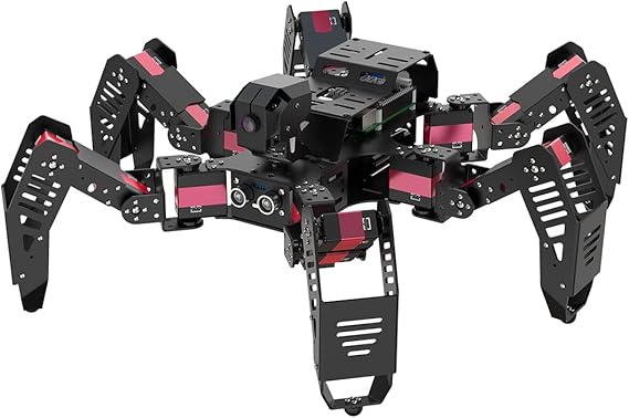 HIWONDER SpiderPi AI Visual Hexapod Robot for RaspberryPi 5 Python Programming PC APP Wireless Control Smart Robot Target Color Sorting Tracking Recognition STEM Robotic Kit, Advanced Kit & RPi 5 4GB
