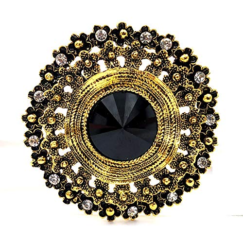 Antique Style Large Glass Stone Round Sash Brooch Pin Art Nouveau Jewelry