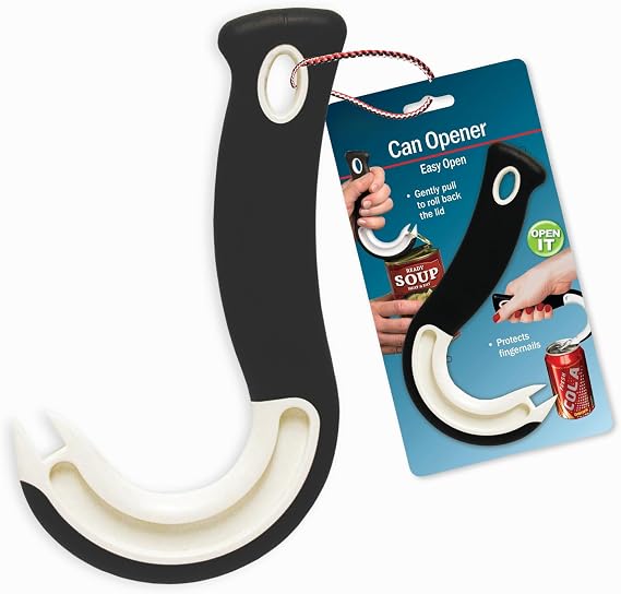 Jokari Ring Pull Can Opener for Soda and Food Cans Arthritis Aid with Non Slip Grip for Seniors Kids and Nail Protection Manual Pull Tab Tool for Easy Open Cans Black Dishwasher Safe | Non Slip Grip, Seniors Kids, Nail Protection Manual Pull Tab Tool, Easy Open Cans Black Dishwasher Safe