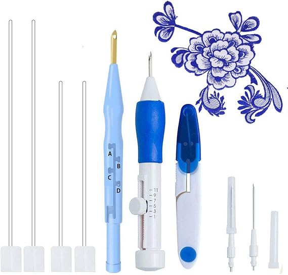 COPYLOVE New Magic Embroidery Pen Punch Needle, Cross Stitch Tool Kit, Embroidery Stitching Punch Needle Embroidery Kit Craft Tool Set for Embroidery Threaders DIY Sewing