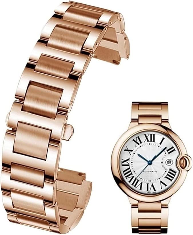 Stainless Steel Lug End Watchband For Cartier W6920046 Ballon Bleu Series Women Men Straps Bracelet