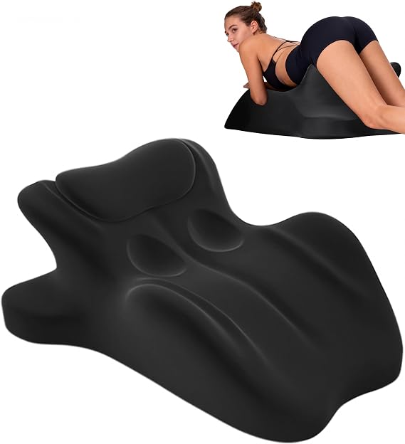 Memory Foam Intimacy Couples Pillow, 27 Ergonomic Wedge, Black | Intimate Postures, Stomach-Down Positioning, Supports Upper Body Neck Legs And Back, Resting or Reading In Bed.
