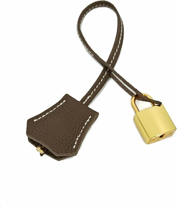 M-ioi-M Genuine Leather Clochette Bag Charm with Padlock Key Set