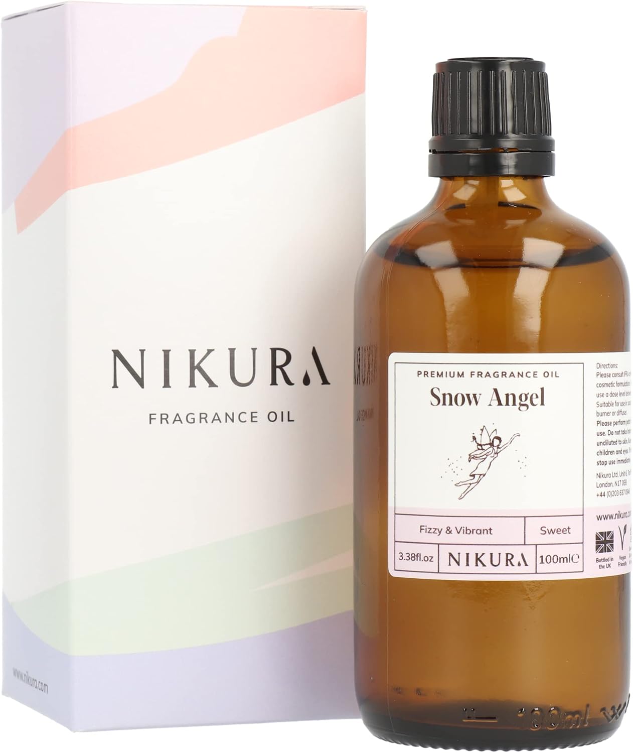 Nikura Snow Pixie Fragrance Oil - 100ml | Perfect for Soap Making, Candle Making, Wax Melts, Diffuser, Burner | Great for use in Bath Bombs, Perfume Oil, Perfume Scents | Vegan & UK Made