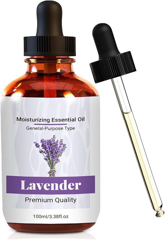 Pure Lavender Body Oil with Dropper & Hair Care, DIY Soaps & Candles (100ml, Lavender)