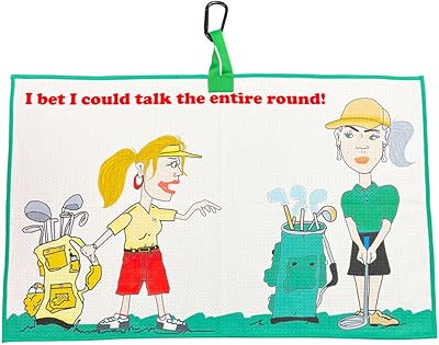 Funny Golf Towels for Women, Ladies Golfer Accessories, Humorous Golfing Cart Towels with Clip, League Gift White - Talk The Entire Round