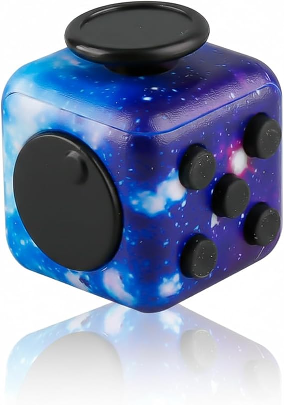 Fidget Cube Stress Relief Toy, 6-Sided Cubes Pressure Reducer, Multi-Functional Anti-Anxiety Sensory Desk Toy, Suitable for Office, Home(Starry Sky Purple)