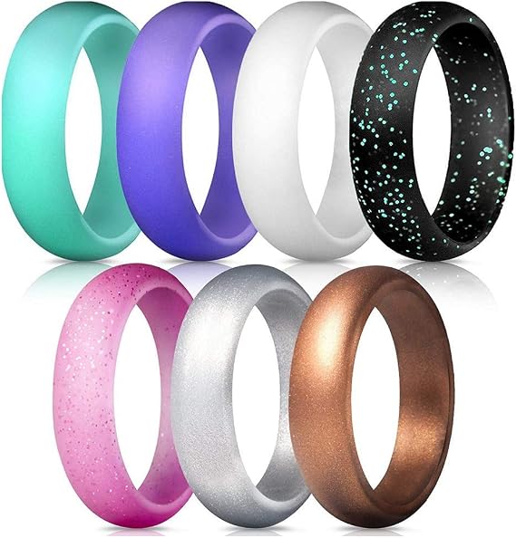 Pack of 7 Silicone Wedding Rings, Size Wide 18.2mm