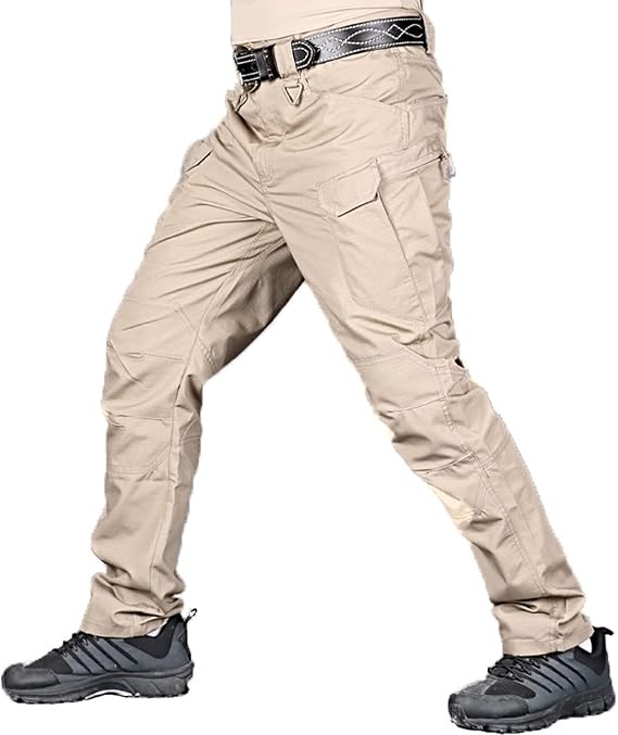 Men's Tactical Pants, Ripstop Water Repellent Cargo Pants, Lightweight Outdoor Hiking Work Trousers with Multi Pocket